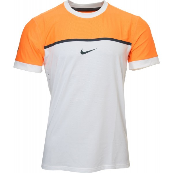 Pánské tenisové tričko Nike Challenger Premier Rafa Crew bílá/oranžováL