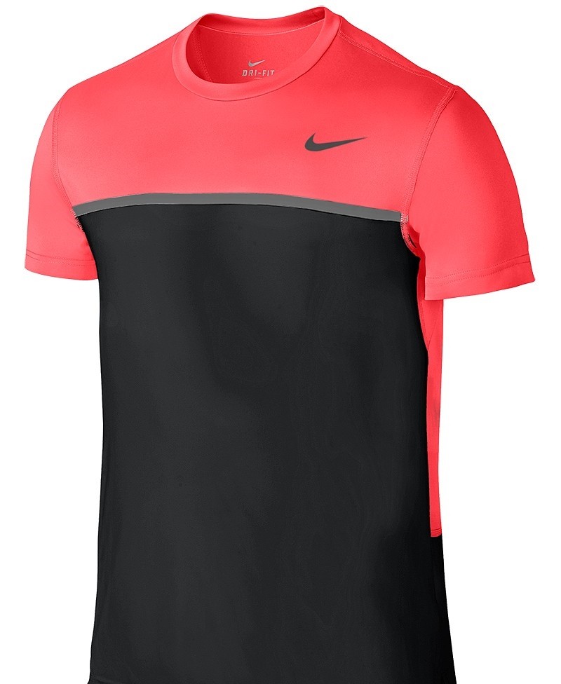 Pánské tenisové tričko Nike Challenger Crew black/hot lavaXL