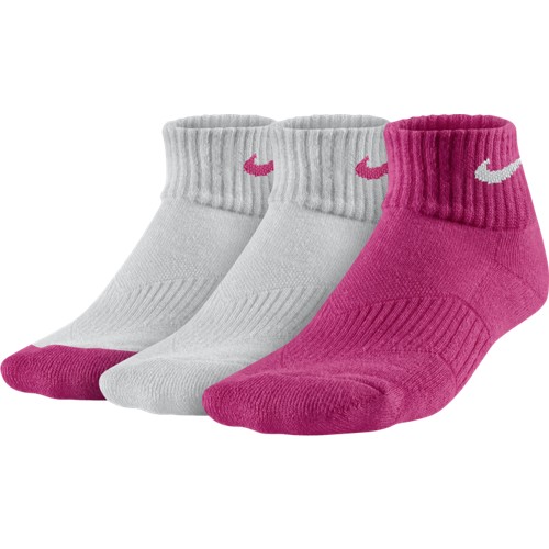 Dětské tenisové ponožky Nike Cotton Cushion Quarter white/pink / 3 páryXS / EUR 30 - 34