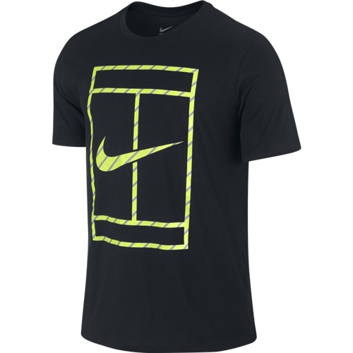 Pánské tenisové tričko Nike Court French Stripe black/woltXS