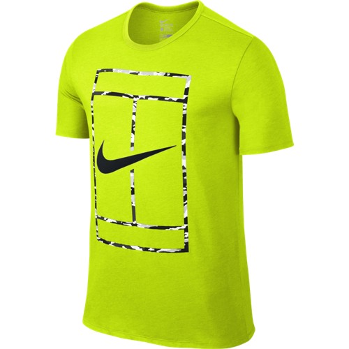 Pánské tenisové tričko Nike Court Logo Crew volt/blackS