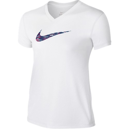 Dívčí tričko Nike Legacy Swoosh Fill 2 V-Neck whiteM