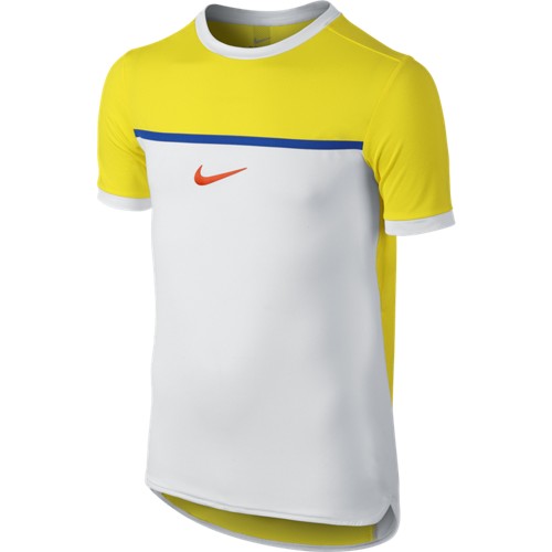 Chlapecké tenisové tričko Nike Premium Rafa Crew Opti yellow/whiteL