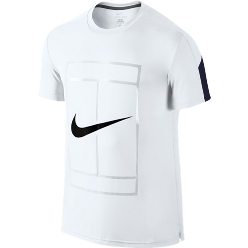 Pánské tenisové tričko Nike Court Graphic Crew whiteL