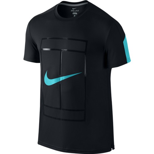 Pánské tenisové tričko Nike Court Graphic Crew black/blueS