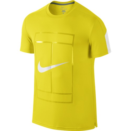 Pánské tenisové tričko Nike Court Graphic Crew OPTI YELLOW/WHITE/WHITE 2XL