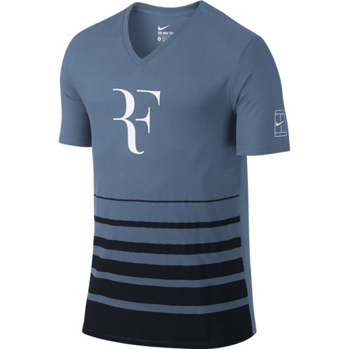 Pánské tenisové tričko Nike RF OCEAN FOG/BLACK/WHITE S