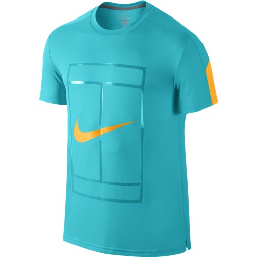Pánské tenisové tričko Nike Court Graphic Crew OMEGA BLUE/LASER ORANGE/LASER ORANGE S