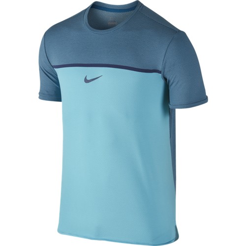 Pánské tenisové tričko Nike Challenger Premier Rafa Crew OMEGA BLUE/MIDNIGHT NAVY L