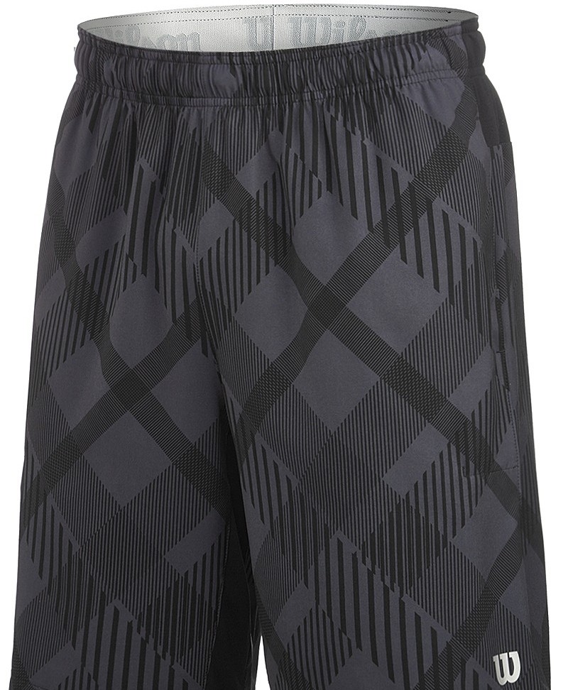 Pánské tenisové šortky Wilson Stretch Woven 9" Plaid Coal /Black, SilverM