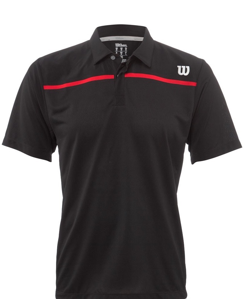 Pánské tenisové tričko Wilson Star Knit-Stretch Woven Polo black/redL