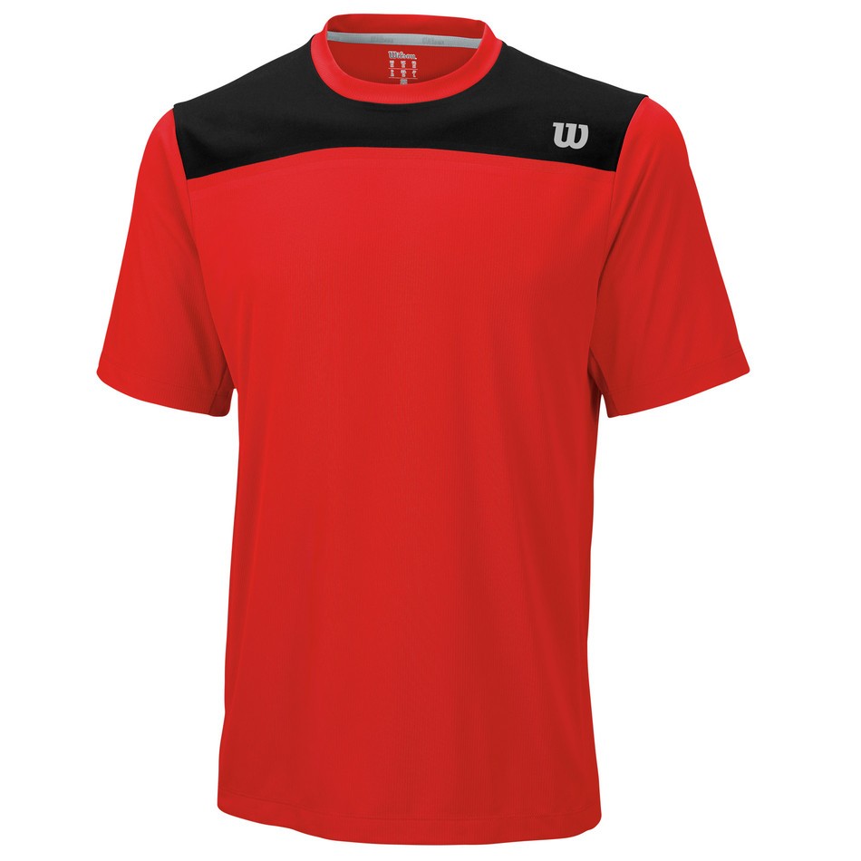Pánské tenisové tričko Wilson Star Knit-Stretch Woven Crew red/blackL