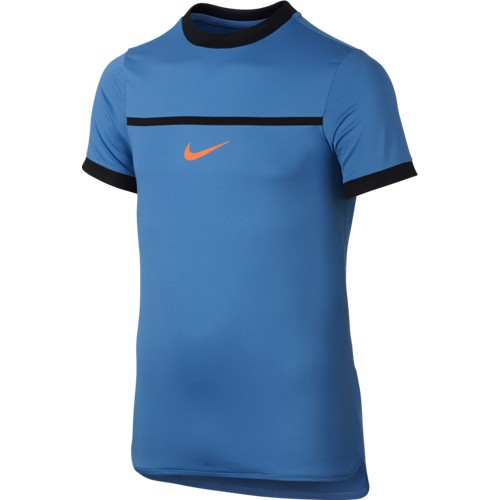 Chlapecké tenisové tričko Nike Rafa Challenger LT PHOTO BLUE/BLACK/TOTAL ORANGE L