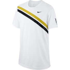 Chlapecké tenisové tričko Nike Dry RF  WHITE/BRIGHT CITRON