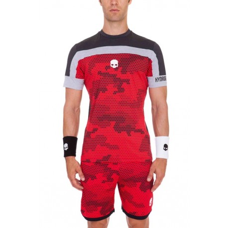 Pánské tenisové tričko Hydrogen Tech Camo Red/Grey